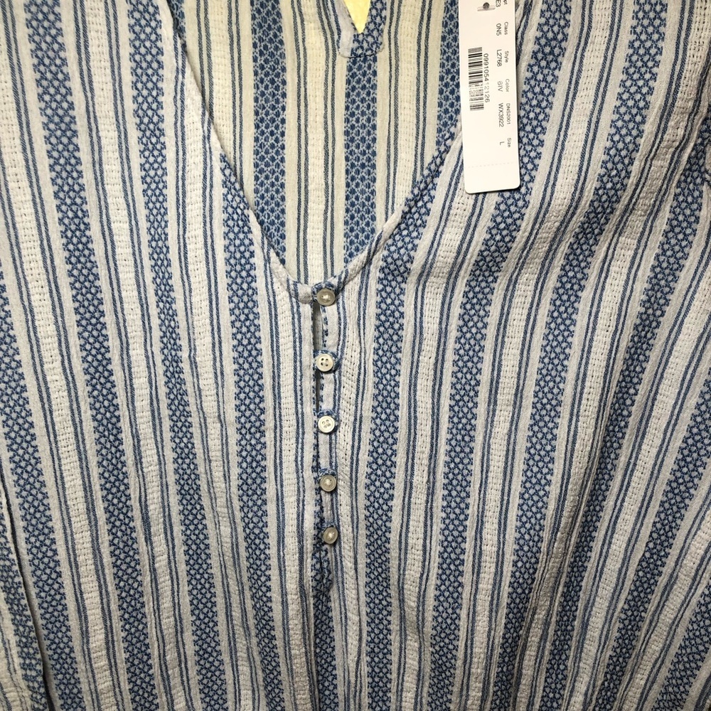 J. Crew Romper short Cotton Blue White Stripe Vacation Beach size L - Picture 7 of 11